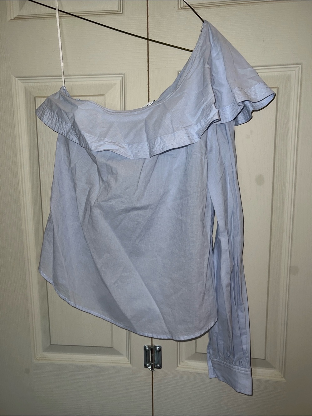A.L.C. Pale Blue One-Shoulder Ruffle Blouse size 0